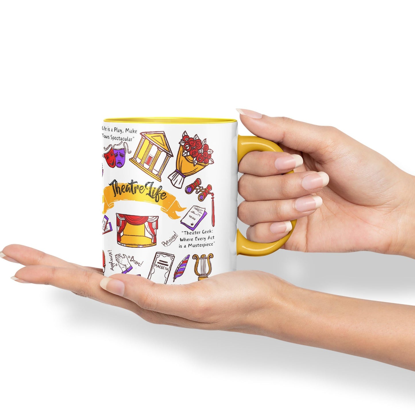 Thetre Life Theater Drama Llama Brodway Stage Joke sarkasm Sarcastic Ceramic Coloured Mug Cup for Tea Coffee Hot Brew 330ml 11Oz Gift