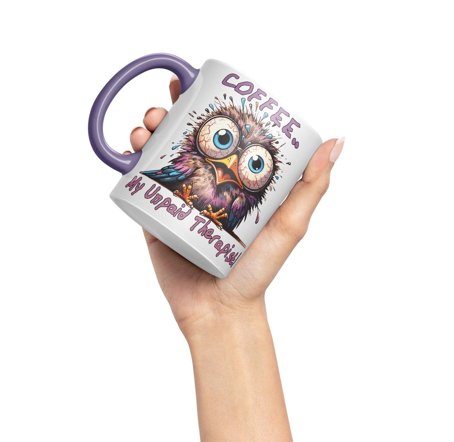 Coffee My Unpaid Therapist! Bird Joke sarkasm Sarcastic Ceramic Coloured Mug Cup for Tea Coffee Hot Brew 330ml 11Oz Gift