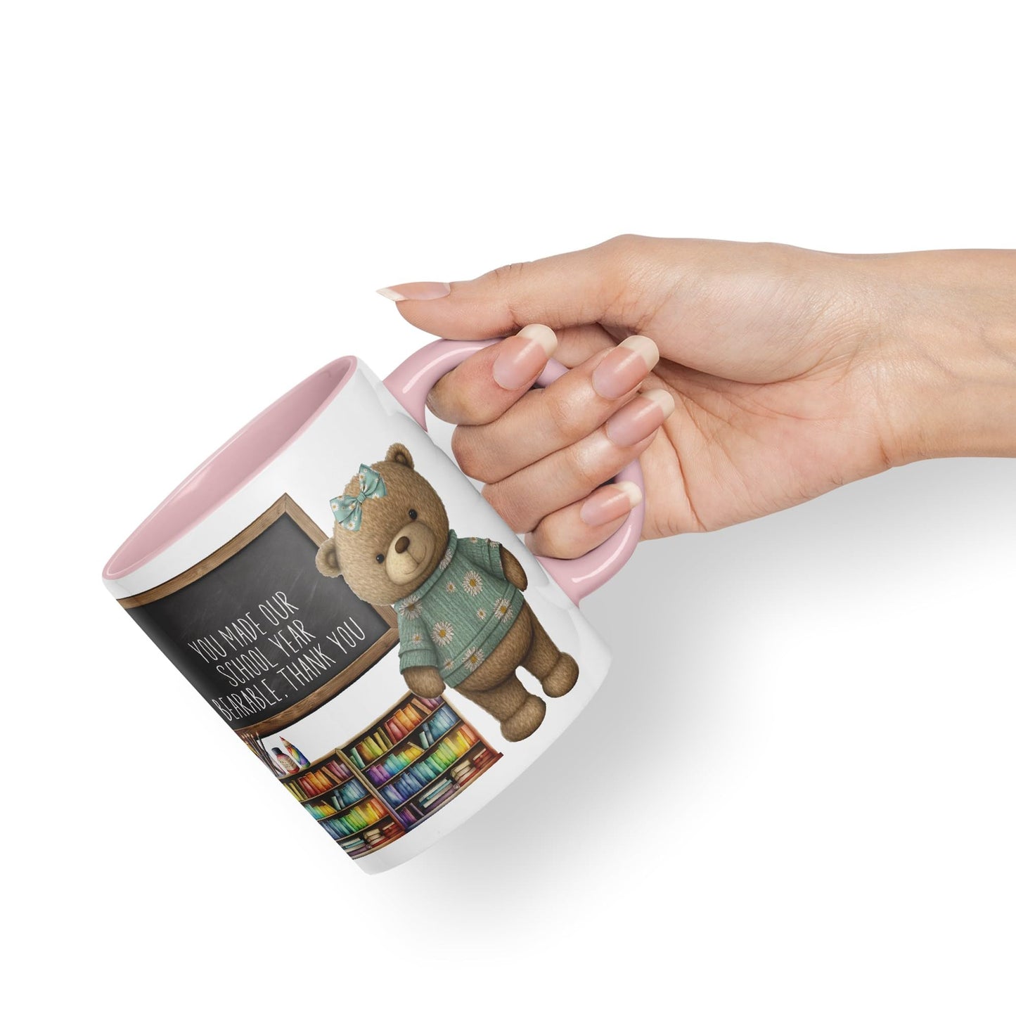 Vixar Teddy Bear Mrs Teacher Gift Women Ceramic Mug Coloured Mug Cup Gift end of School Tea Coffee