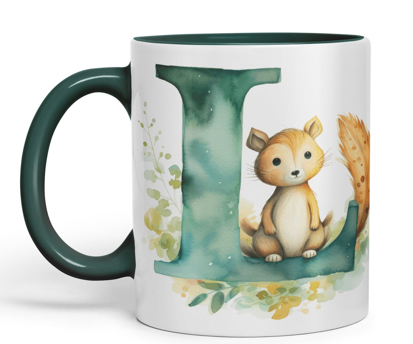 Letter L mug, Animals Alphabet Letter L Monogram animal for kids Ceramic Coloured Mug Cup for Tea Coffee Hot brew 330ml 11Oz Gift