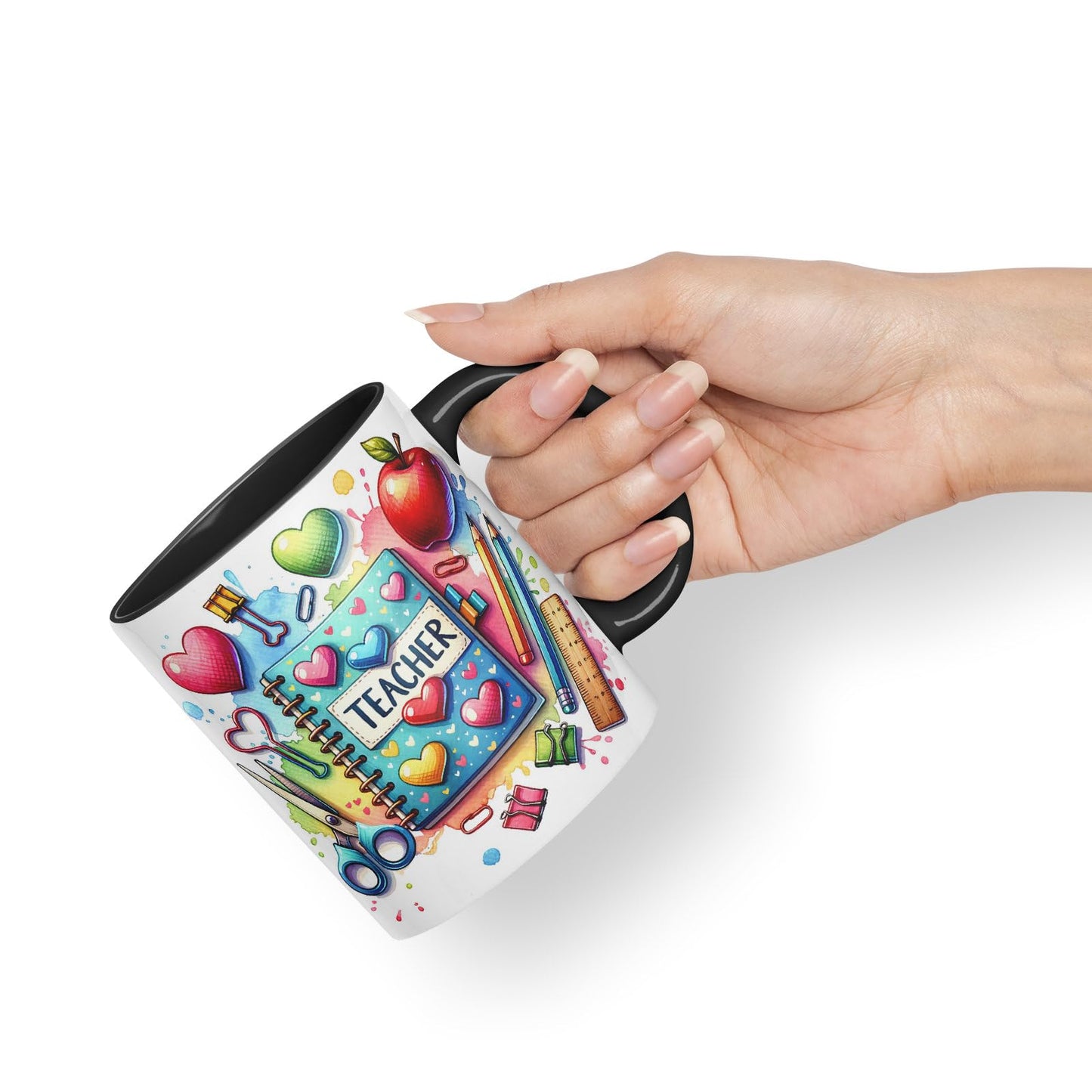 Vixar Teacher Mug Thank You, End of School Gift Ceramic Coloured Mug Cup for Tea Coffee Hot Brew 330ml 11Oz Gift