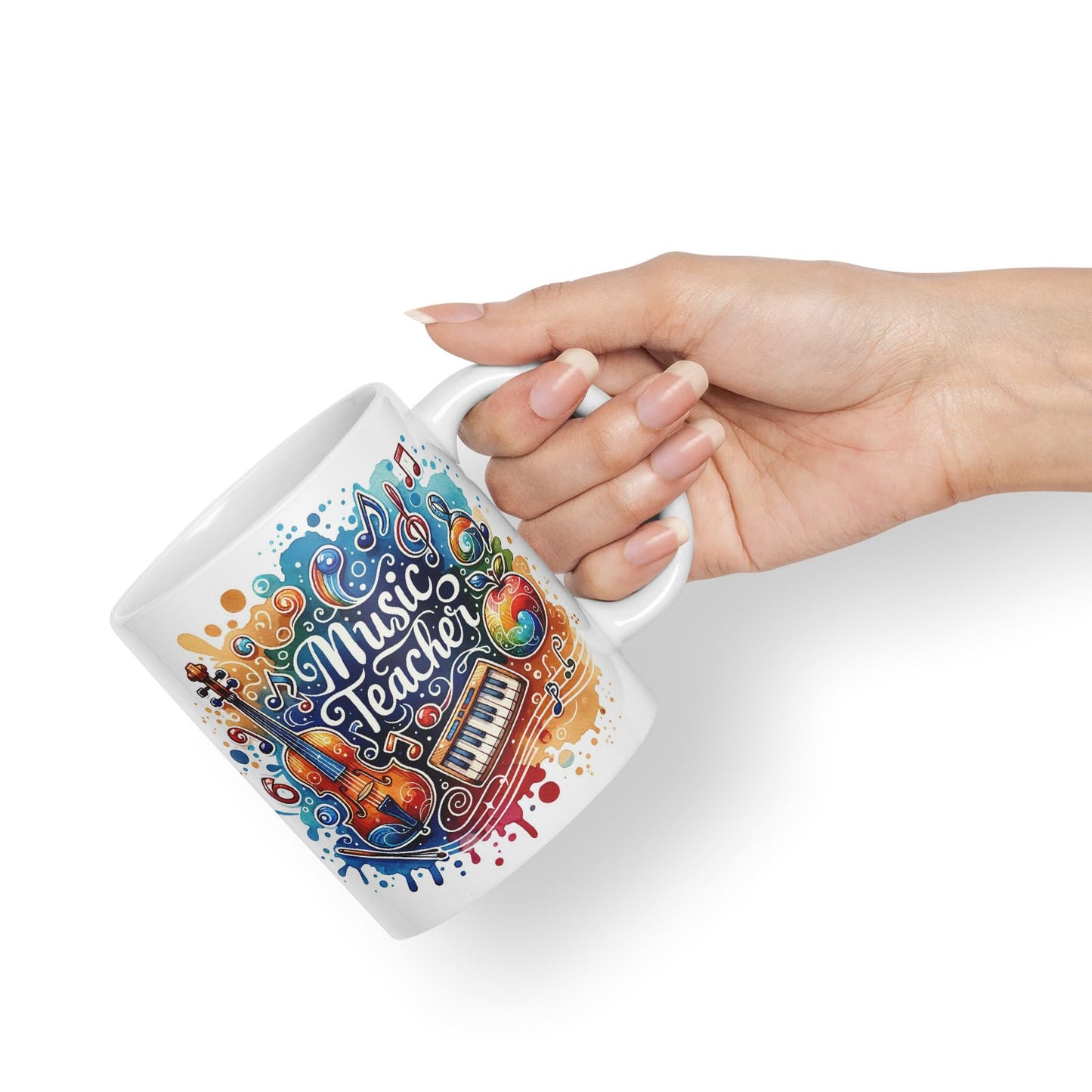 Vixar Music Teacher Mug Thank You, End of School Gift Ceramic Coloured Mug Cup for Tea Coffee Hot Brew 330ml 11Oz Gift