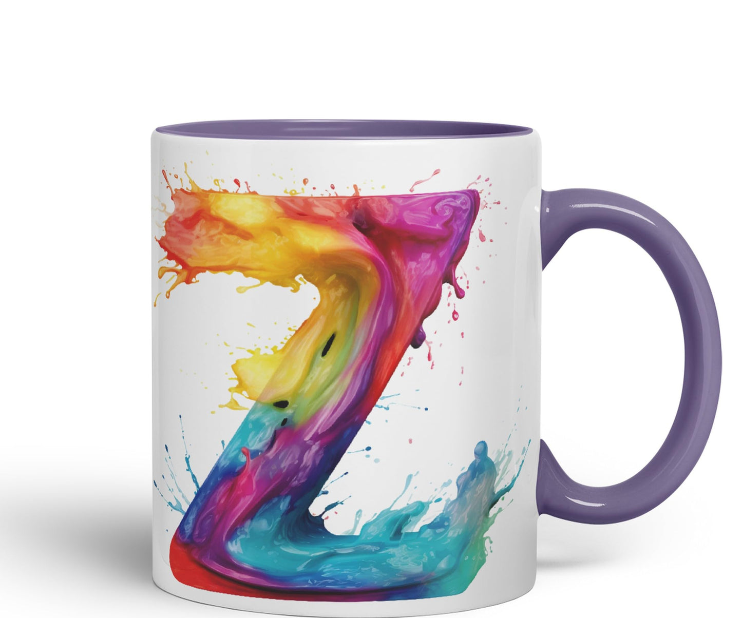 Letter Z mug, Alphabet Letter Z Monogram watercolour Ceramic Coloured Mug Cup for Tea Coffee Hot brew 330ml 11Oz Gift