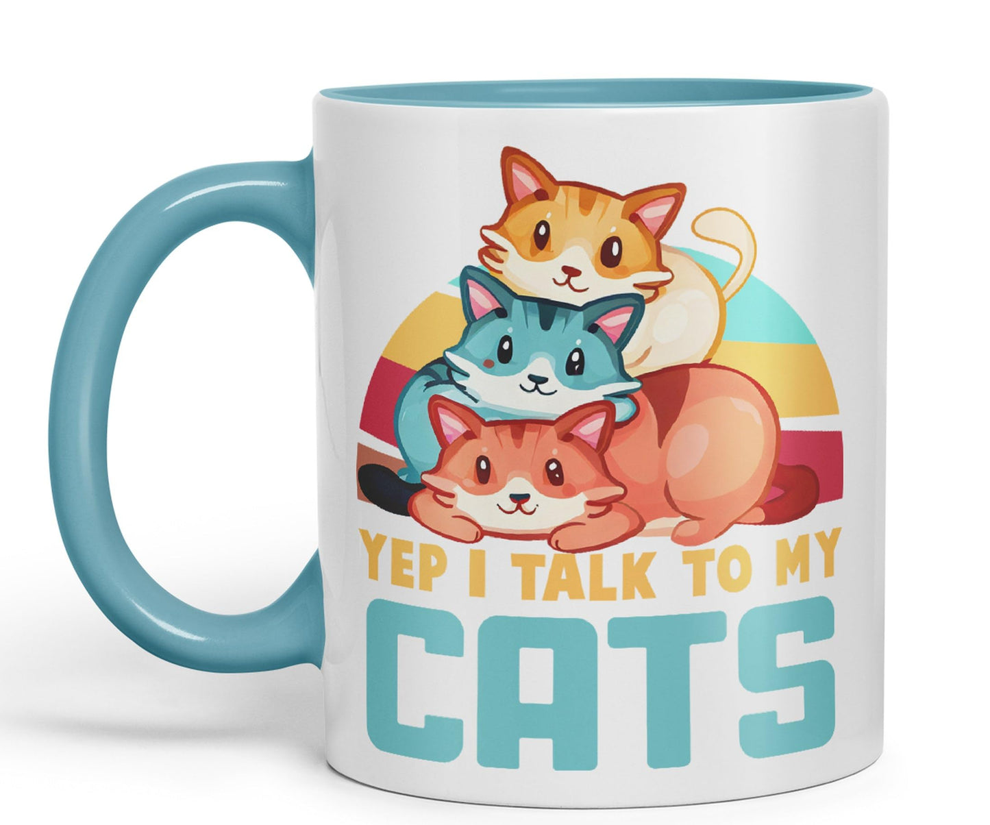 Yep I Talk to My Cats cat Sarcastic Joke Ceramic Coloured Mug Cup for Tea Coffee Hot Brew 330ml 11Oz