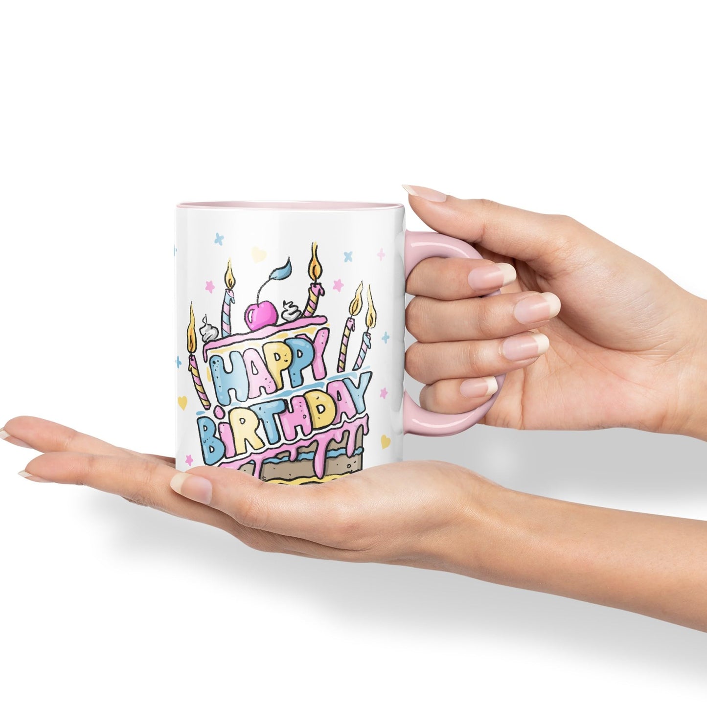 Vixar Happy Birthday Mug Cake Ceramic Coloured Mug Cup Gift Tea Coffee Christmas Office Home