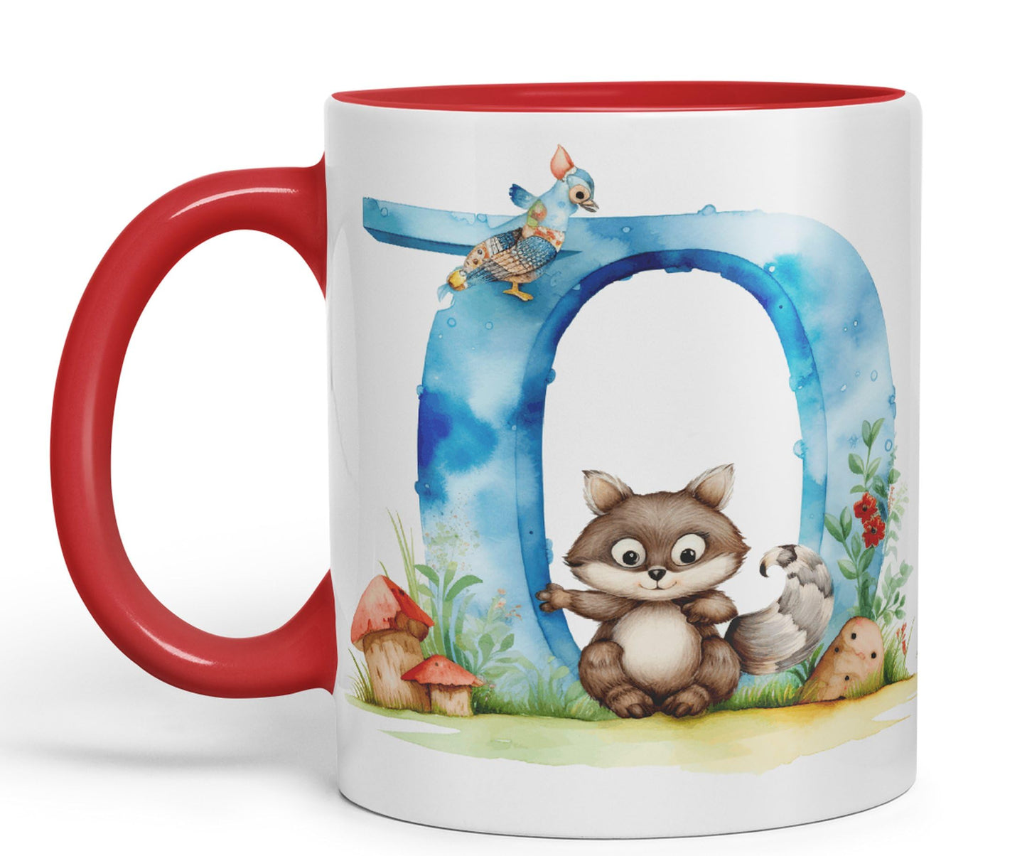 Letter Q mug, Animals Alphabet Letter Q Monogram animal for kids Ceramic Coloured Mug Cup for Tea Coffee Hot brew 330ml 11Oz Gift