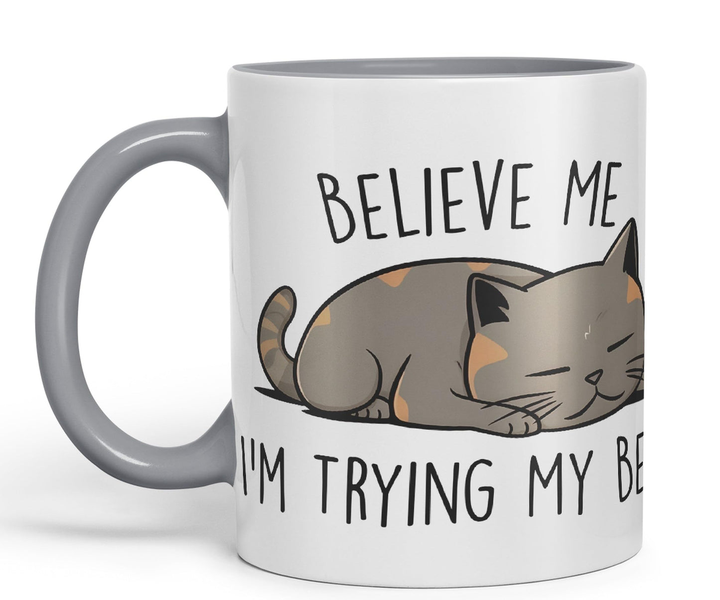 Vixar Belive Me I'm Trying My Best Cats Sarcastic Joke Ceramic Coloured Mug Cup for Tea Coffee Hot Brew 330ml 11oz