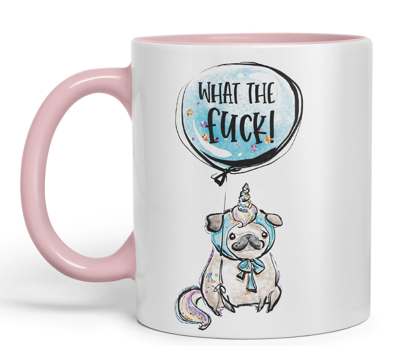What The f…. Dog Unicorn Sarcastic Joke Gift Ceramic Coloured Mug Cup for Tea Coffee Hot Brew 330ml 11Oz