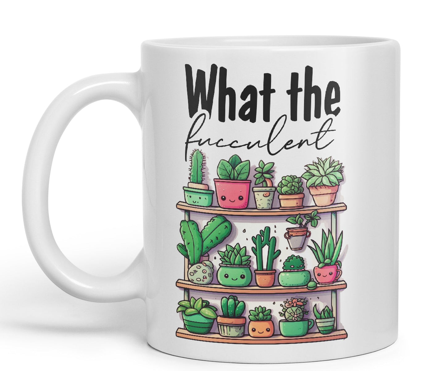 What The fucculent, Succulent Plant Joke Sarcastic Ceramic Coloured Mug Cup for Tea Coffee Hot Brew 330ml 11Oz Gift