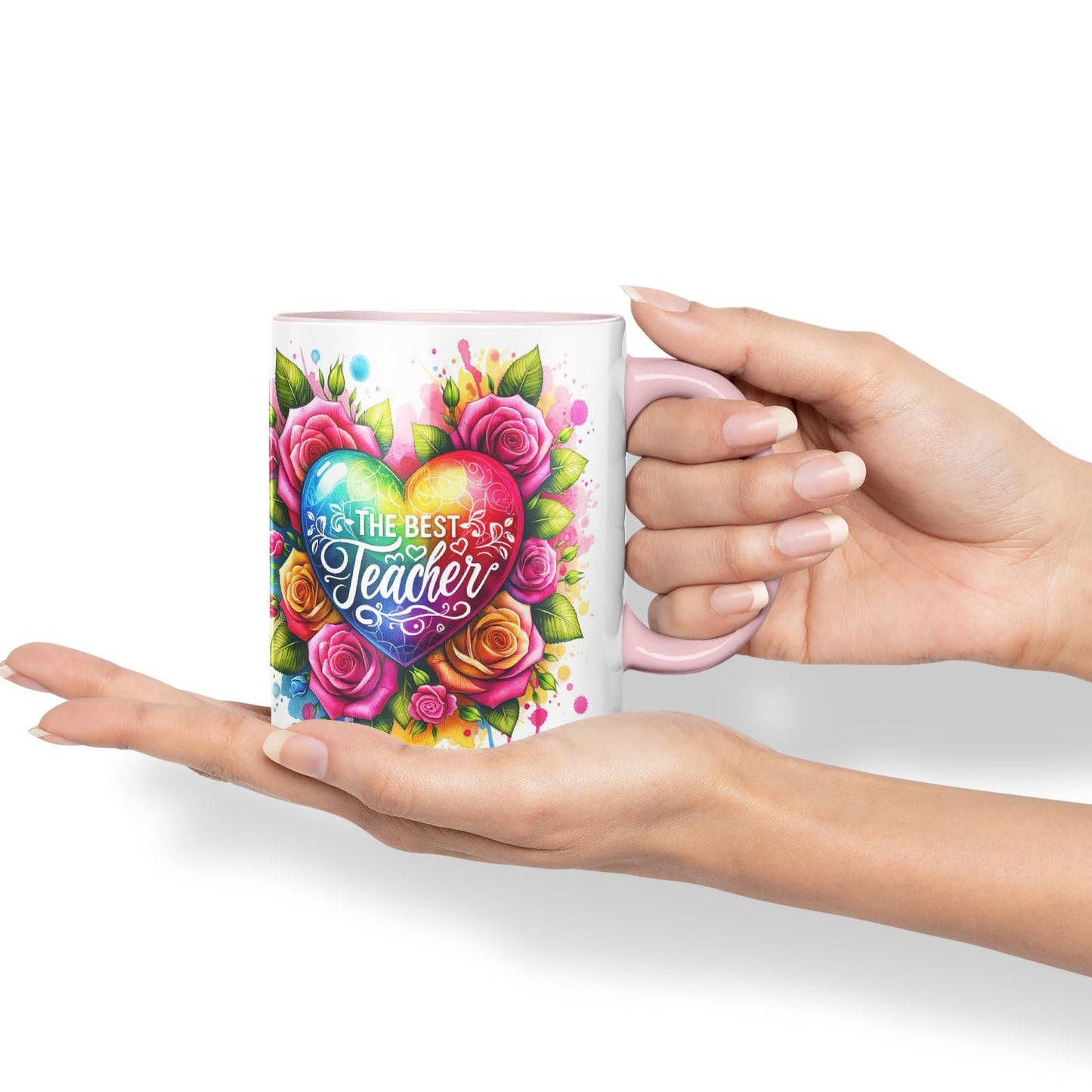 Vixar Best Teacher Mug Thank You, End of School Gift Ceramic Coloured Mug Cup for Tea Coffee Hot Brew 330ml 11Oz Gift BT3