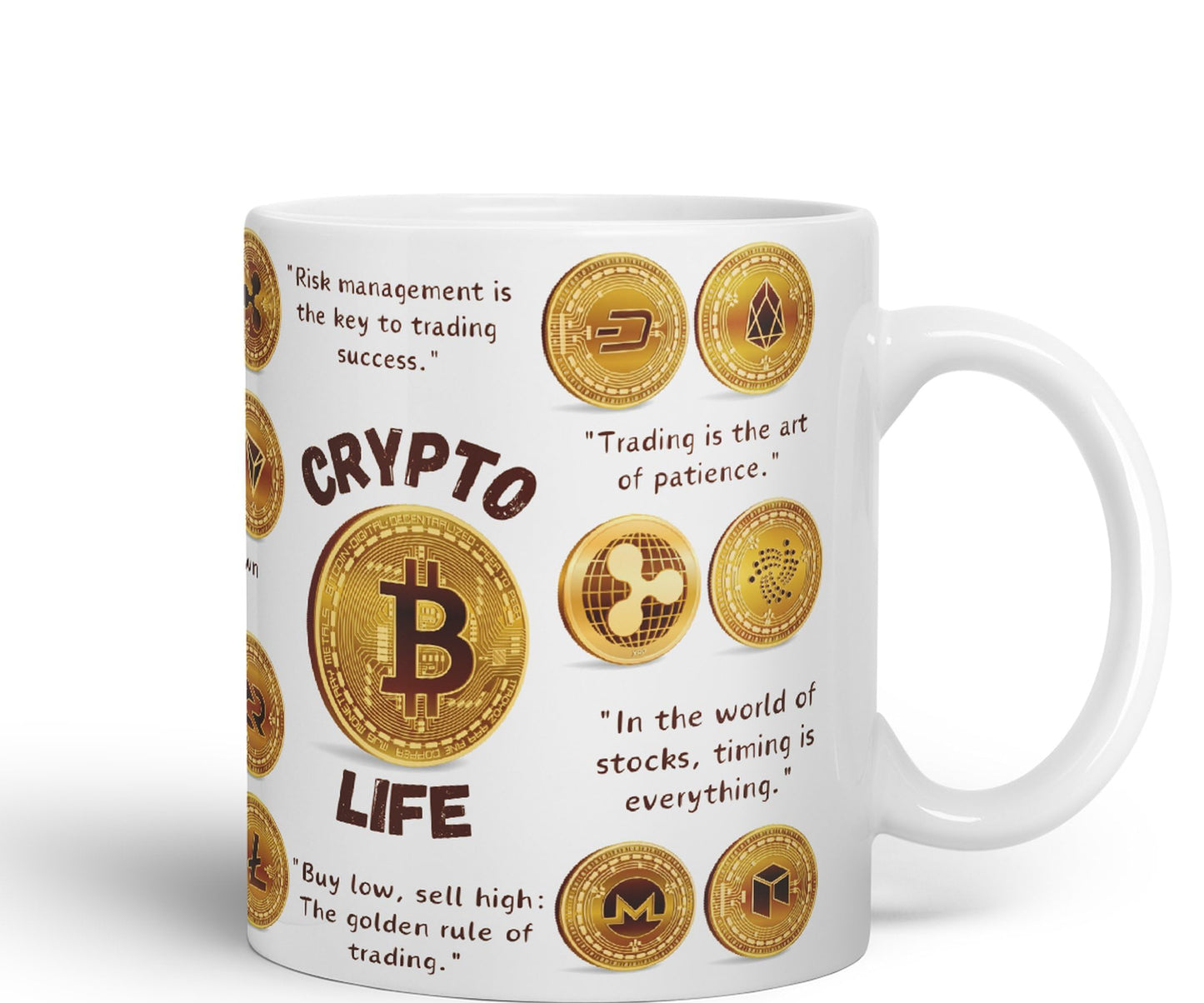 Crypto Life Crypto Currency Trading Ceramic Coloured Mug Cup for Tea Coffee Hot brew 330ml 11Oz Gift