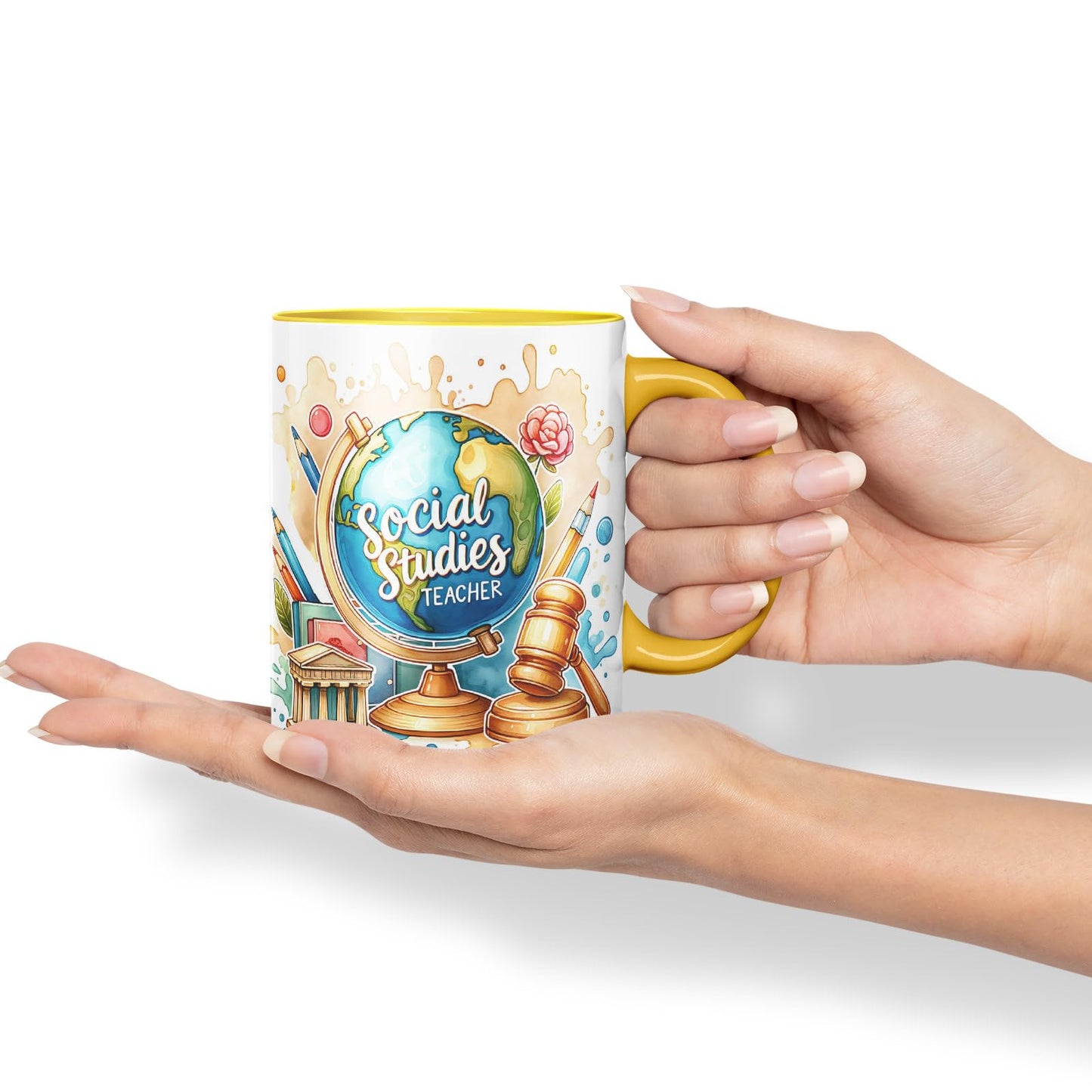 Vixar Social Studies Teacher Mug Thank You, End of School Gift Ceramic Coloured Mug Cup for Tea Coffee Hot Brew 330ml 11Oz Gift