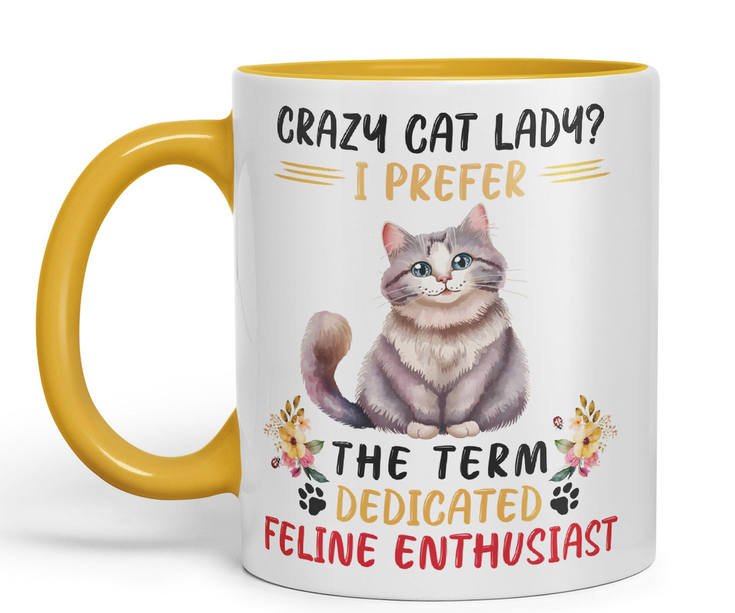 Vixar Crazy Cat Lady? I Prefer Sarcastic Joke Ceramic Coloured Mug Cup for Tea Coffee Hot Brew 330ml 11Oz