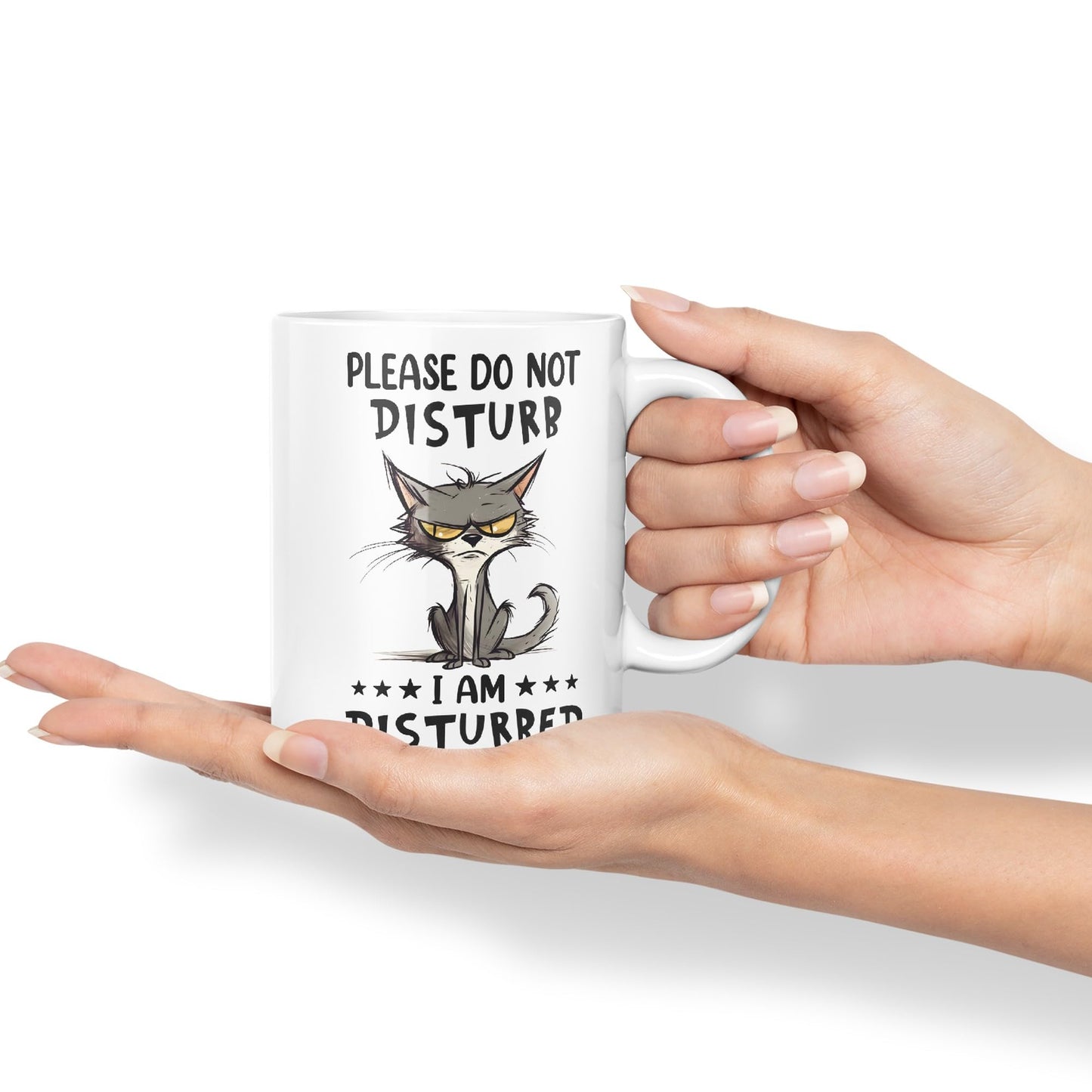 Please Do Not Disturb, I am Disturbed Enough Already Cat Joke Ceramic Coloured Mug Cup for Tea Coffee Hot Brew 330ml 11Oz