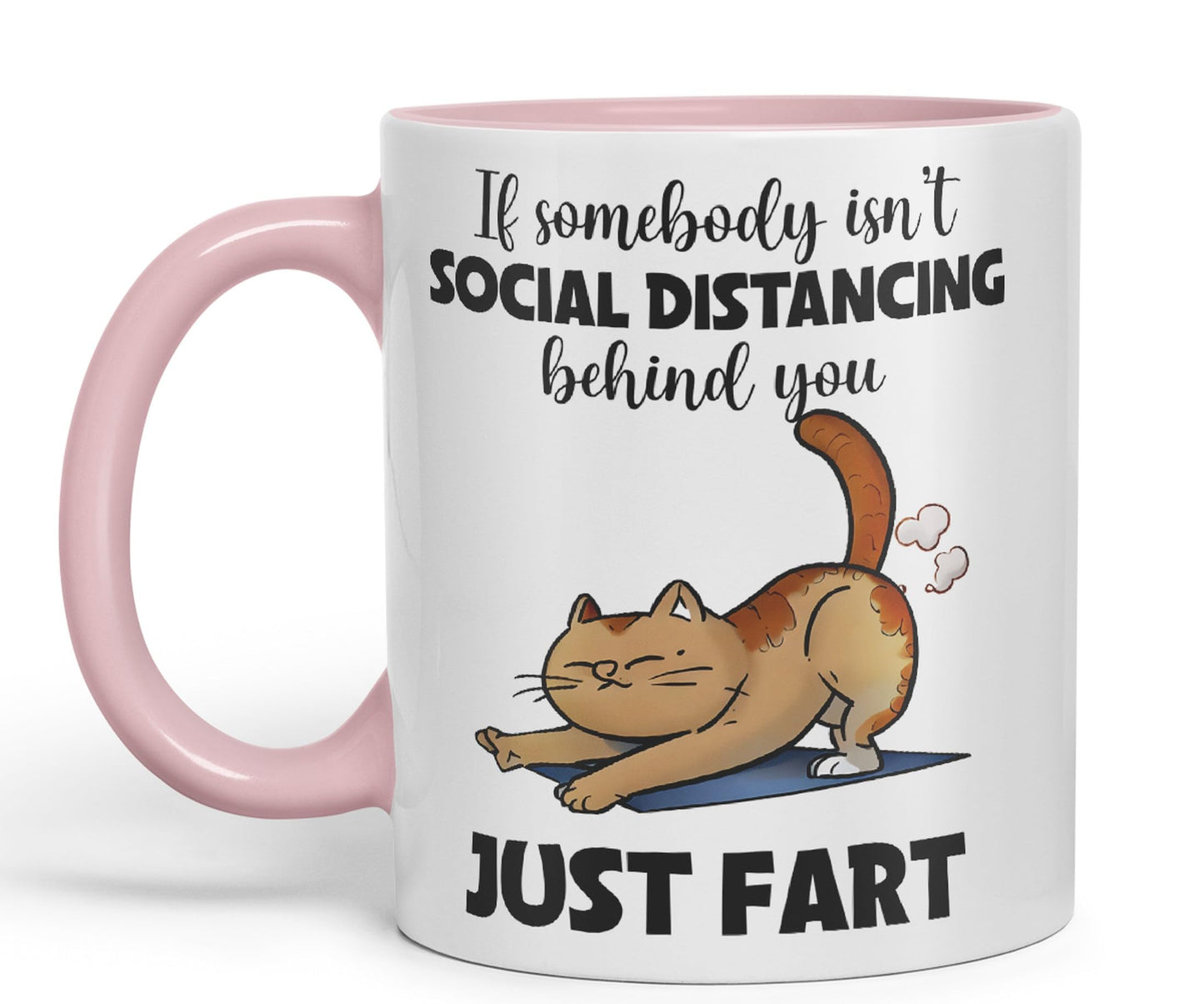 Vixar If Somebody Isn't Social Distancing Behind You Just Fart Cats Sarcastic Joke Ceramic Coloured Mug Cup for Tea Coffee Hot Brew 330ml 11oz