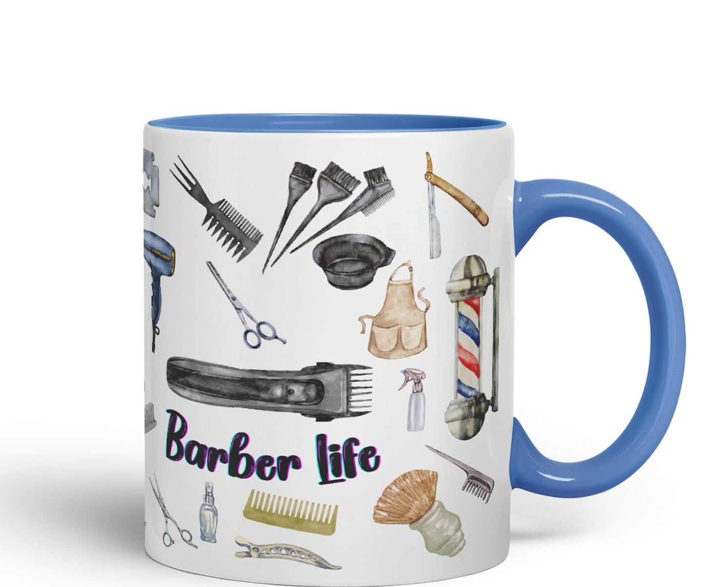 Barber Life hairdresser Ceramic Coloured Mug Cup for Tea Coffee Hot brew 330ml 11Oz Gift