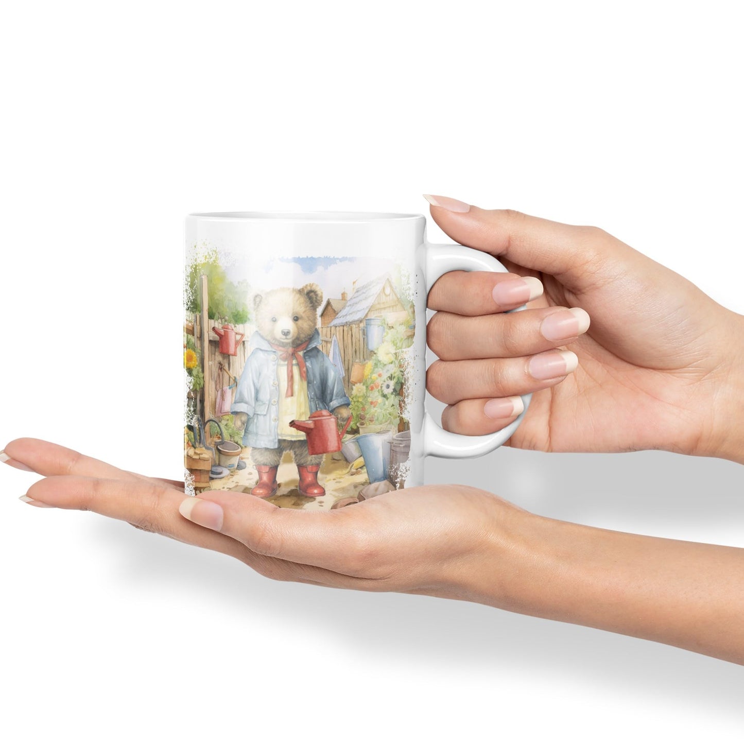 Vixar Teddy Bear Gardener Women Garden Ceramic Mug Coloured Mug Cup Gift Birthday Work Office Tea Coffee