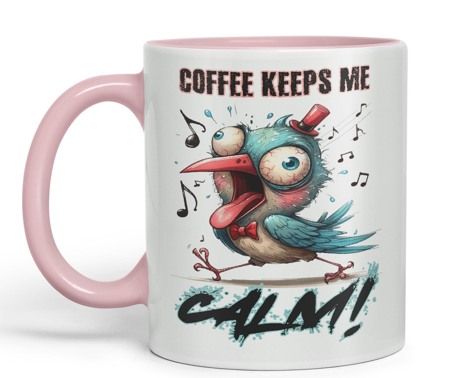Coffe Keeps me Calm Bird Joke sarkasm Sarcastic Ceramic Coloured Mug Cup for Tea Coffee Hot Brew 330ml 11Oz Gift