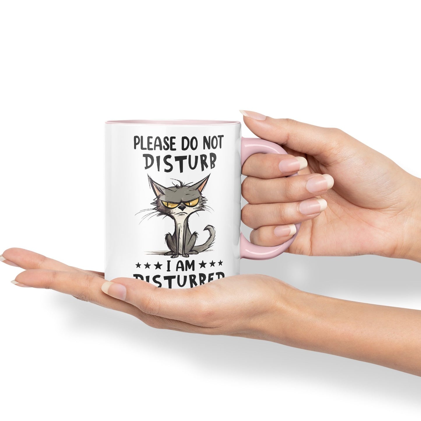 Please Do Not Disturb, I am Disturbed Enough Already Cat Joke Ceramic Coloured Mug Cup for Tea Coffee Hot Brew 330ml 11Oz