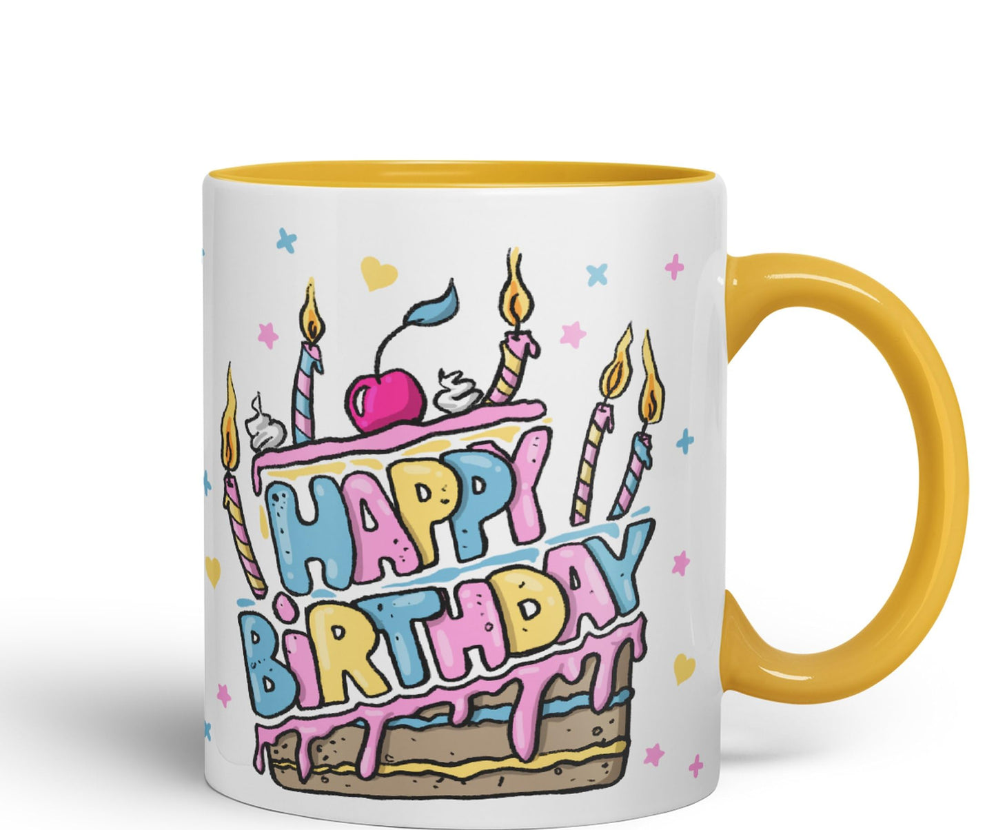 Vixar Happy Birthday Mug Cake Ceramic Coloured Mug Cup Gift Tea Coffee Christmas Office Home