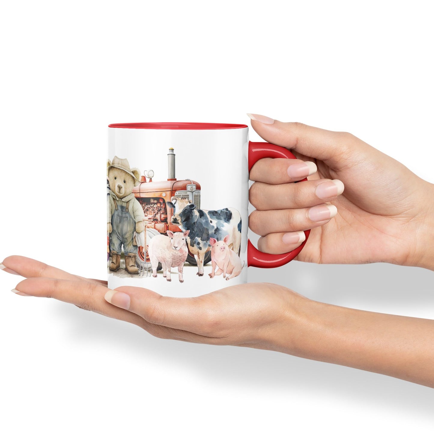 Vixar Teddy Bear Farmer Farm Tractor Ceramic Mug Coloured Mug Cup Gift Birthday Work Office Tea Coffee