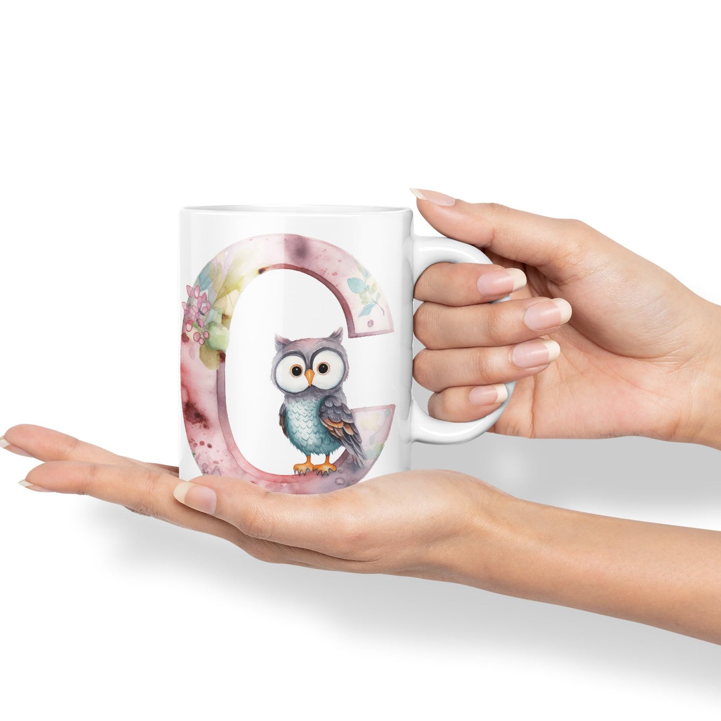 Letter C mug, Animals Alphabet Letter C Monogram animal for kids Ceramic Coloured Mug Cup for Tea Coffee Hot brew 330ml 11Oz Gift
