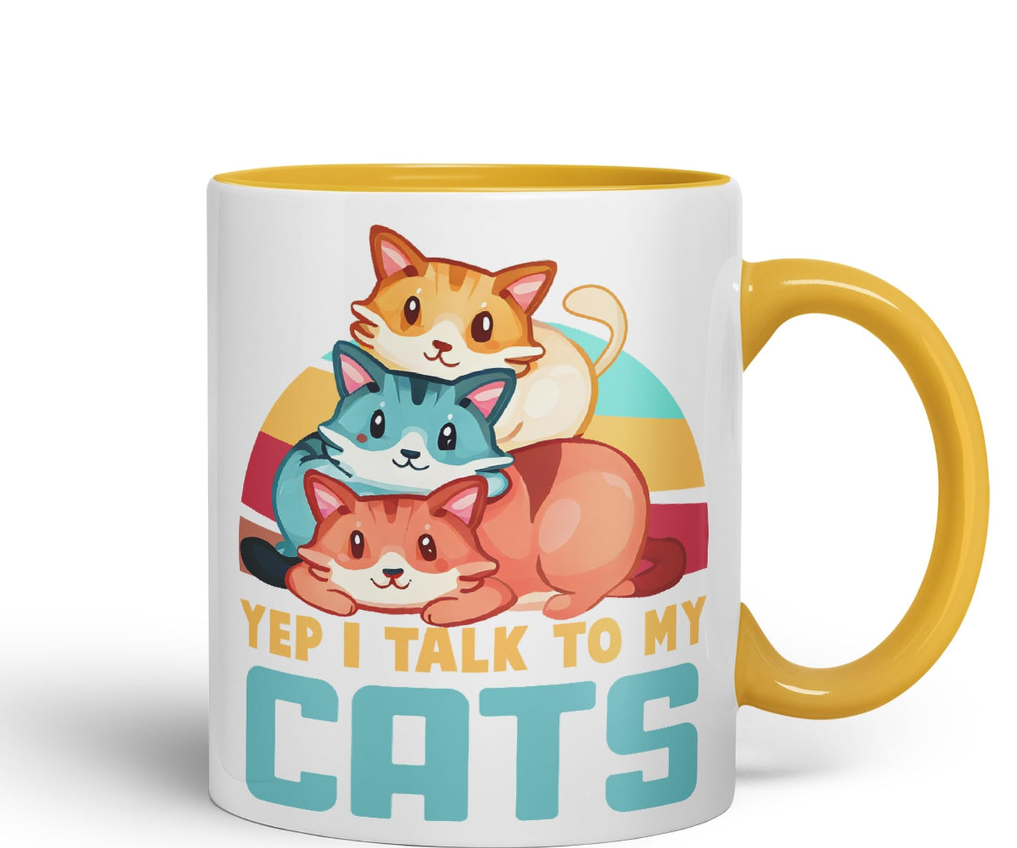 Yep I Talk to My Cats cat Sarcastic Joke Ceramic Coloured Mug Cup for Tea Coffee Hot Brew 330ml 11Oz