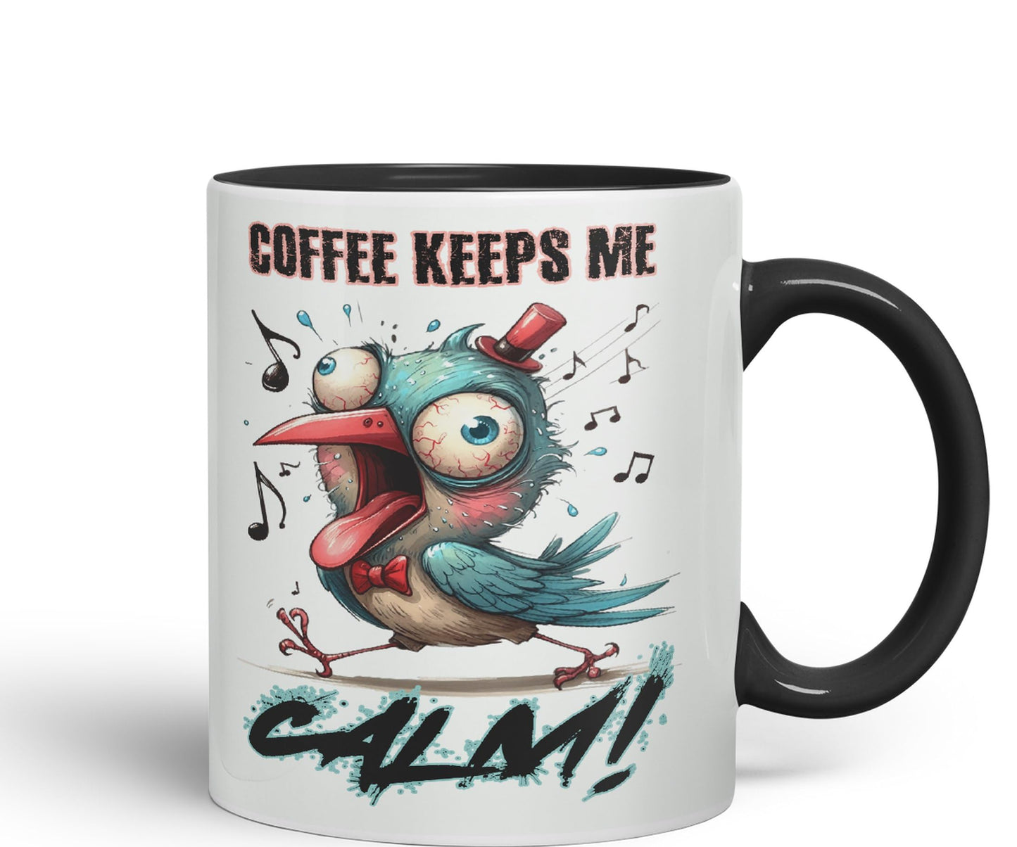 Coffe Keeps me Calm Bird Joke sarkasm Sarcastic Ceramic Coloured Mug Cup for Tea Coffee Hot Brew 330ml 11Oz Gift