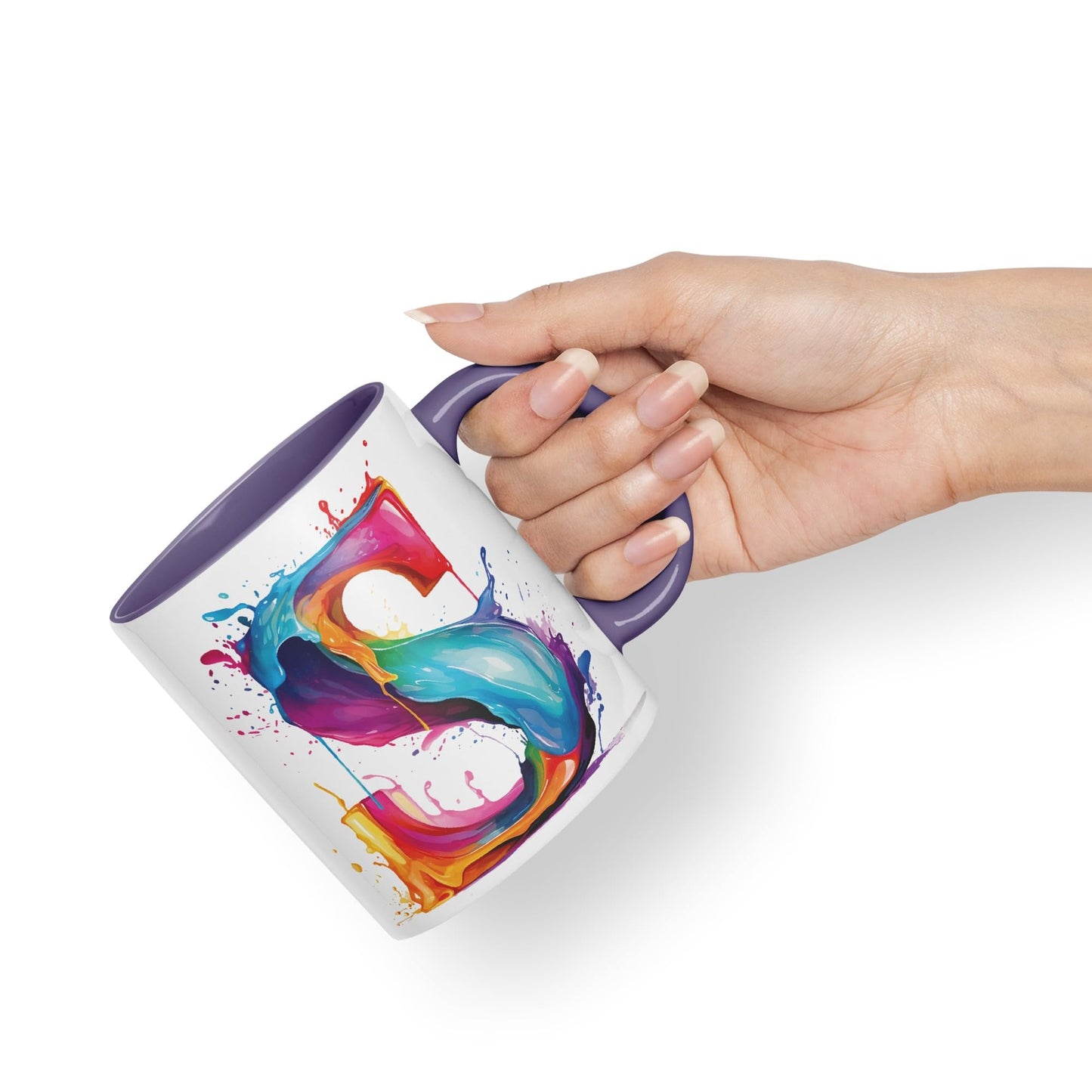 Letter S mug, Alphabet Letter S Monogram watercolour Ceramic Coloured Mug Cup for Tea Coffee Hot brew 330ml 11Oz Gift