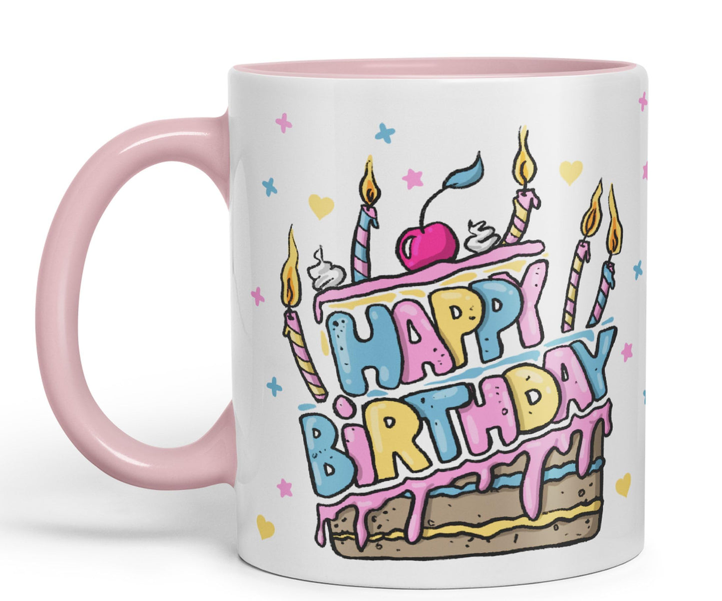 Vixar Happy Birthday Mug Cake Ceramic Coloured Mug Cup Gift Tea Coffee Christmas Office Home