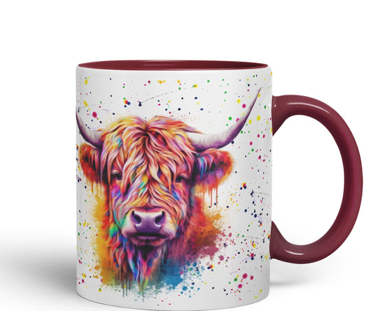 Highland Cow Scottish Farm Animals Watercolour Art Coloured 330 ml Mug Cup Gift Birthday Work Office Tea Coffee (hc4)