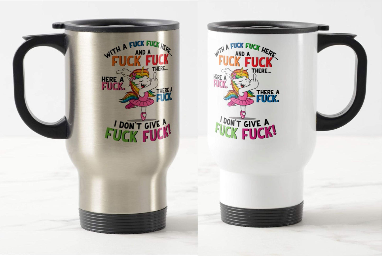 Travel Mug Unicorn Coffee Mug with A Fuck Fuck Here