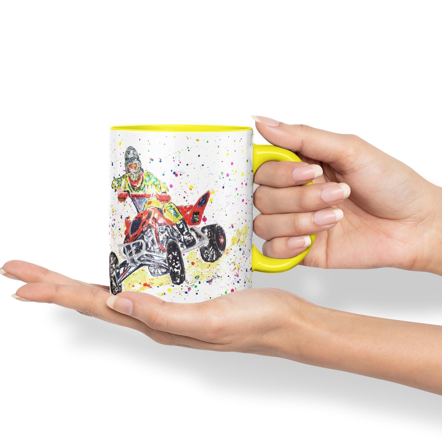 Vixar Motor Quad Bike Motocross Watercolour Art Coloured creamic 330 ml Mug Cup Gift Birthday Work Office Tea Coffee