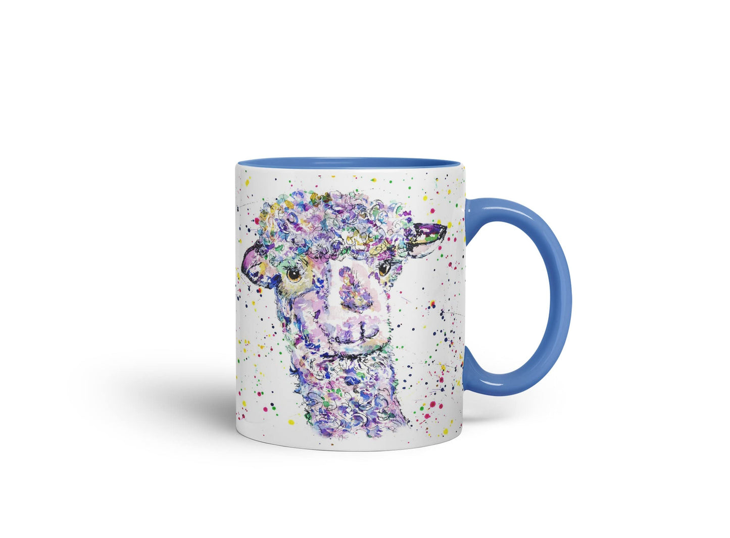 Vixar Llama lama Wildlife Farm Animals Watercolour Art Coloured Mug Cup Gift Birthday Work Office Tea Coffee
