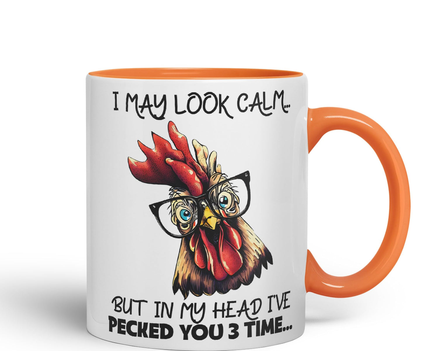 Vixar I May Look Calm.. Chickens Sarcastic Joke Ceramic Coloured Mug Cup for Tea Coffee Hot Brew 330ml 11oz
