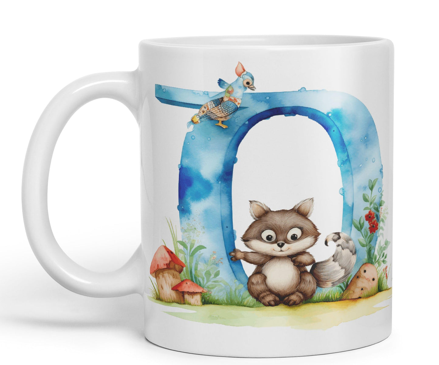 Letter Q mug, Animals Alphabet Letter Q Monogram animal for kids Ceramic Coloured Mug Cup for Tea Coffee Hot brew 330ml 11Oz Gift