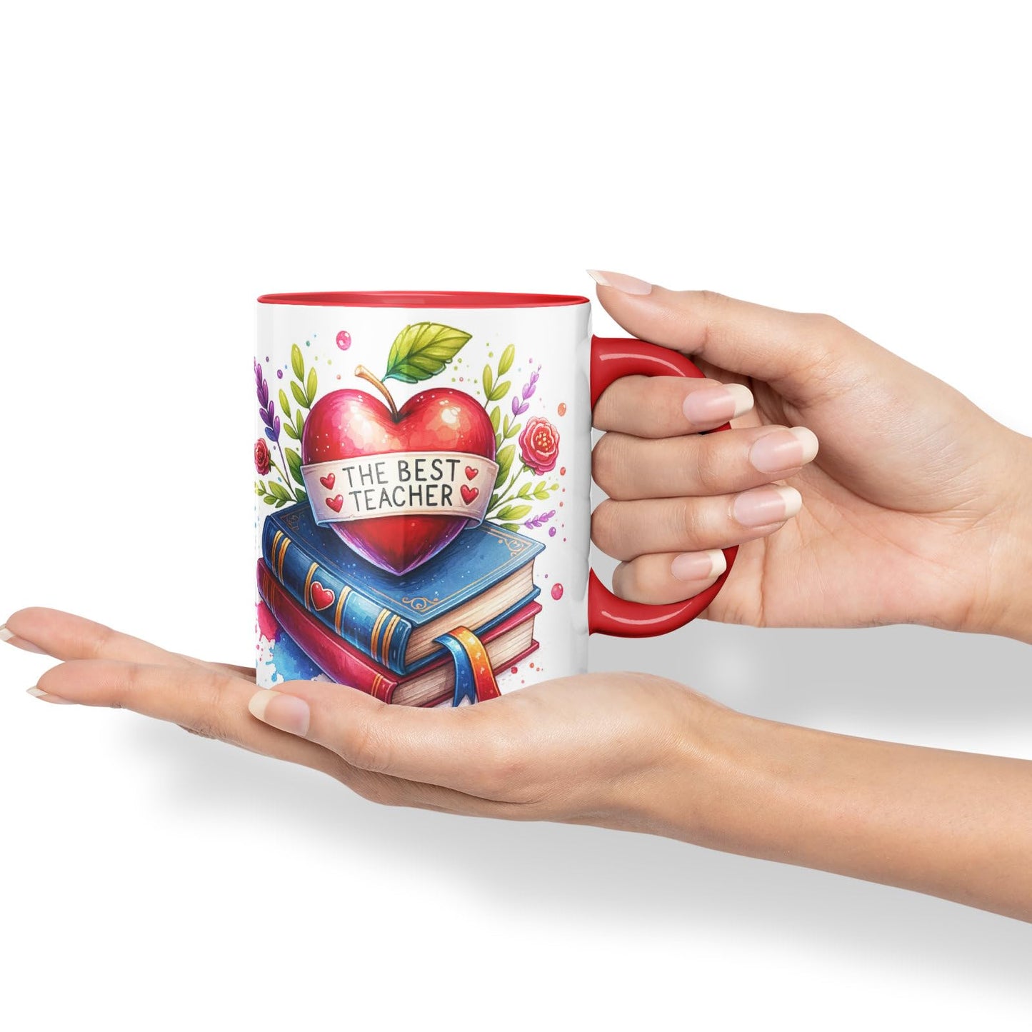 Vixar Best Teacher Mug Thank You, End of School Gift Ceramic Coloured Mug Cup for Tea Coffee Hot Brew 330ml 11Oz Gift BT4