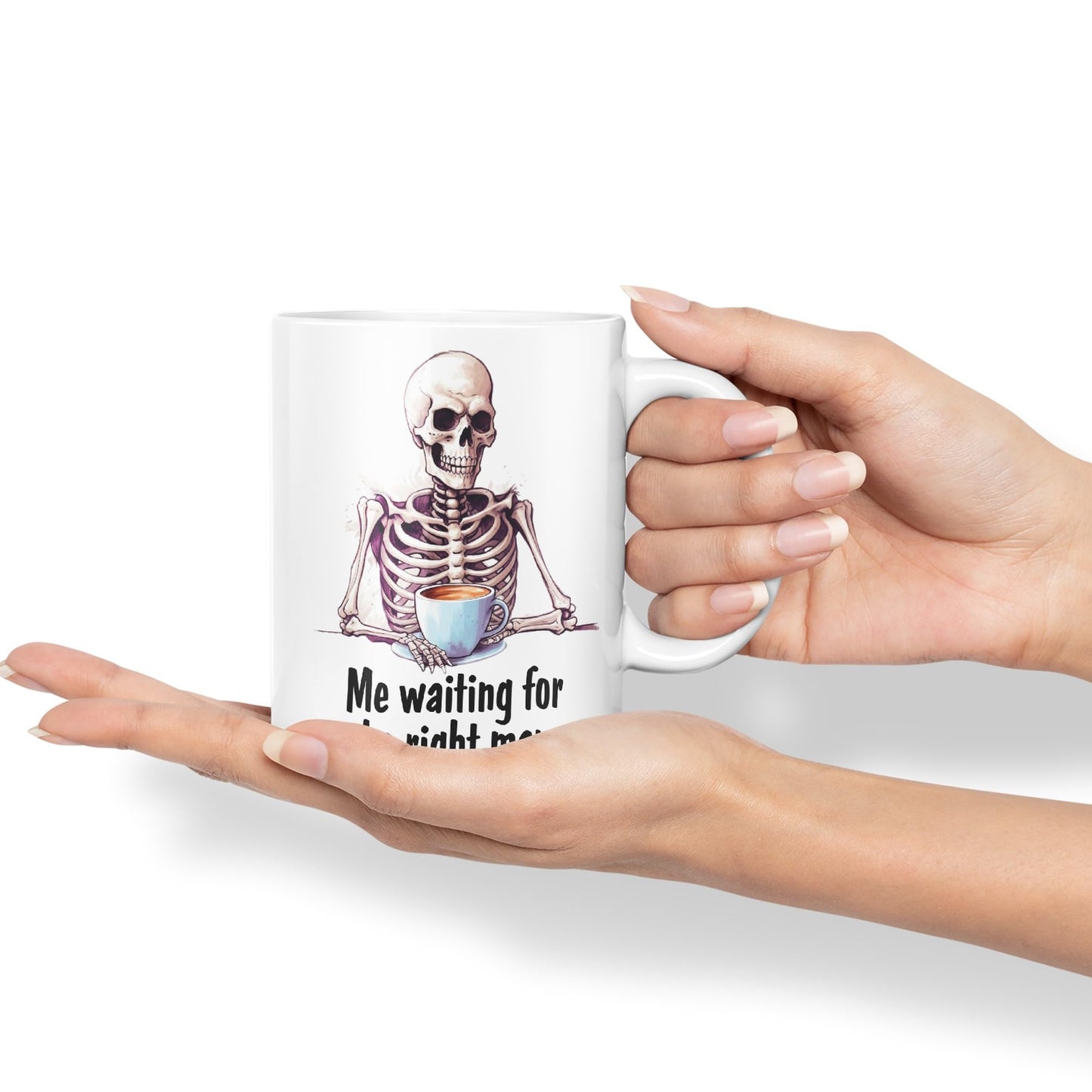 Me Waiting for The Right Man, Sarcastic Joke Ceramic Coloured Mug Cup for Tea Coffee Hot Brew 330ml 11 Oz Gift