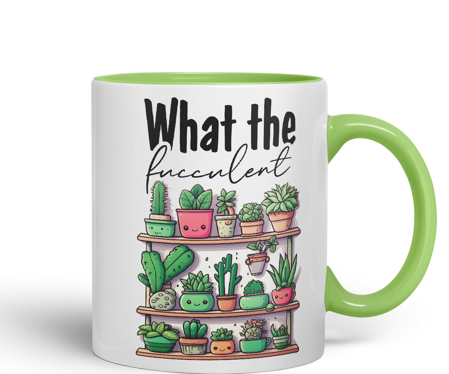 What The fucculent, Succulent Plant Joke Sarcastic Ceramic Coloured Mug Cup for Tea Coffee Hot Brew 330ml 11Oz Gift