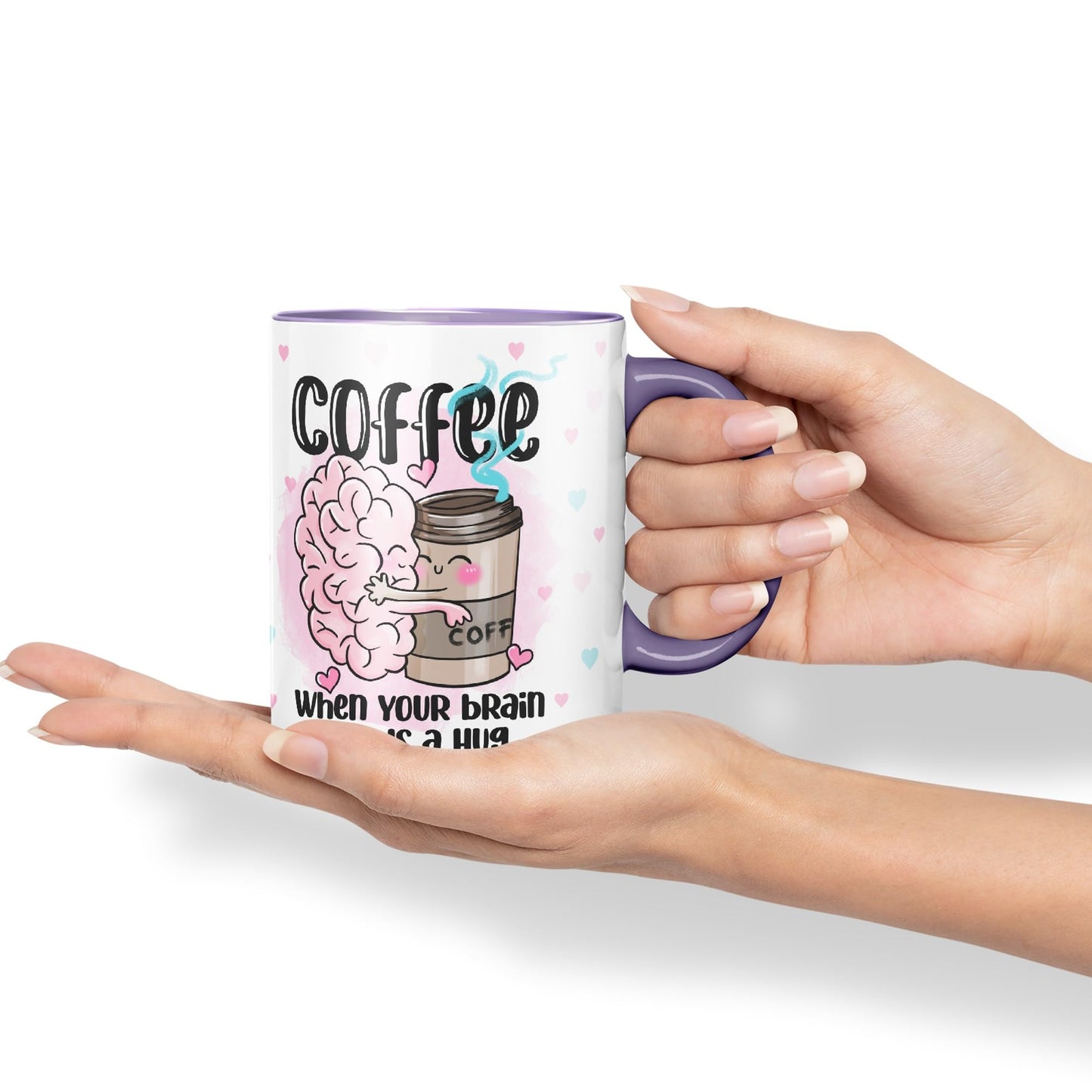 Vixar Coffee When You Brain Needs a Hug Ceramic Coloured Mug Cup Gift Tea Coffee Christmas Office Home Joke Sarcastic