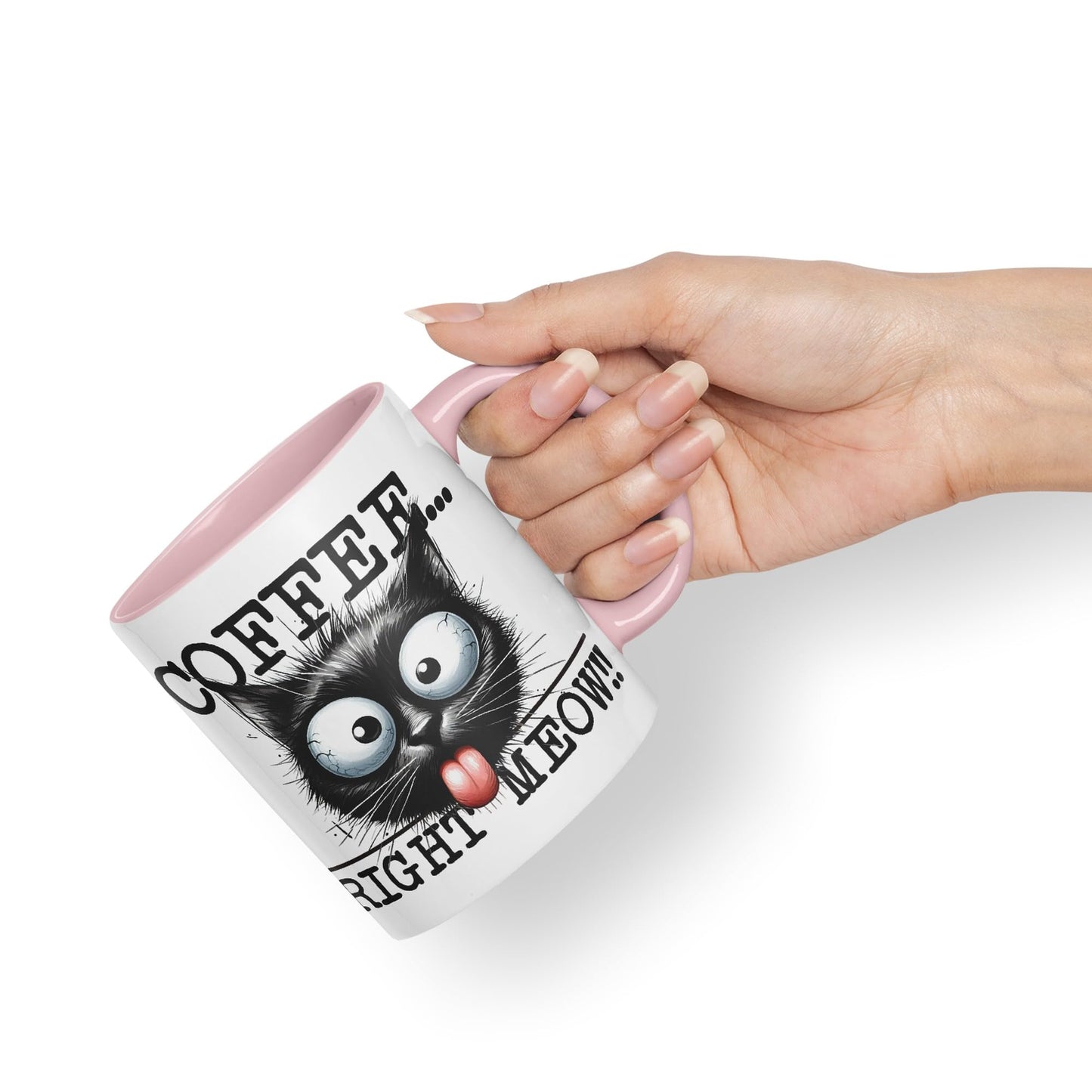 Coffee Right Meaw!! Cat Kitten, Joke sarkasm Sarcastic Ceramic Coloured Mug Cup for Tea Coffee Hot Brew 330ml 11Oz Gift