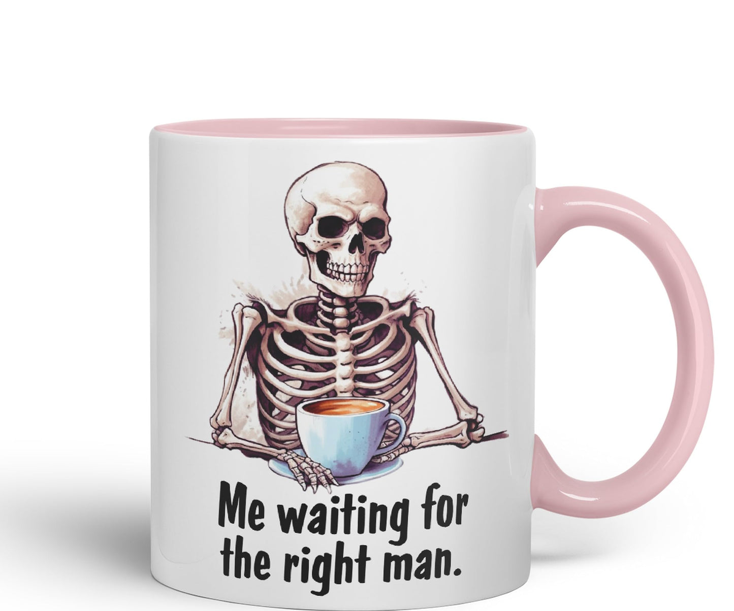 Me Waiting for The Right Man, Sarcastic Joke Ceramic Coloured Mug Cup for Tea Coffee Hot Brew 330ml 11 Oz Gift