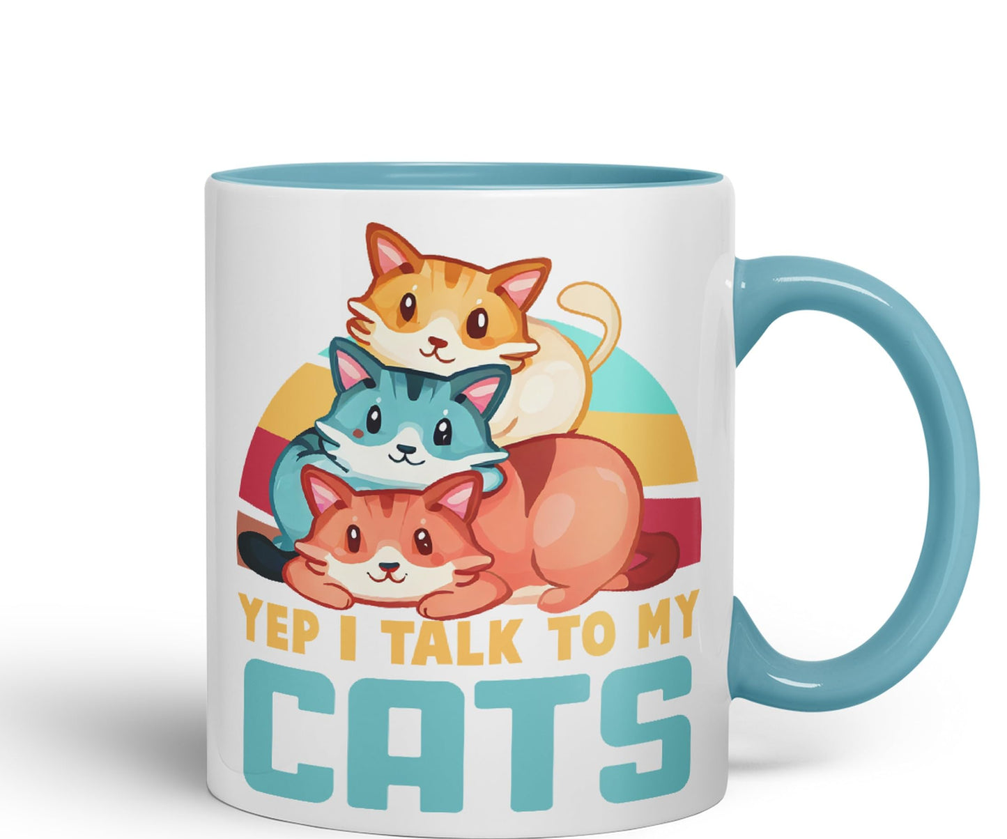 Yep I Talk to My Cats cat Sarcastic Joke Ceramic Coloured Mug Cup for Tea Coffee Hot Brew 330ml 11Oz