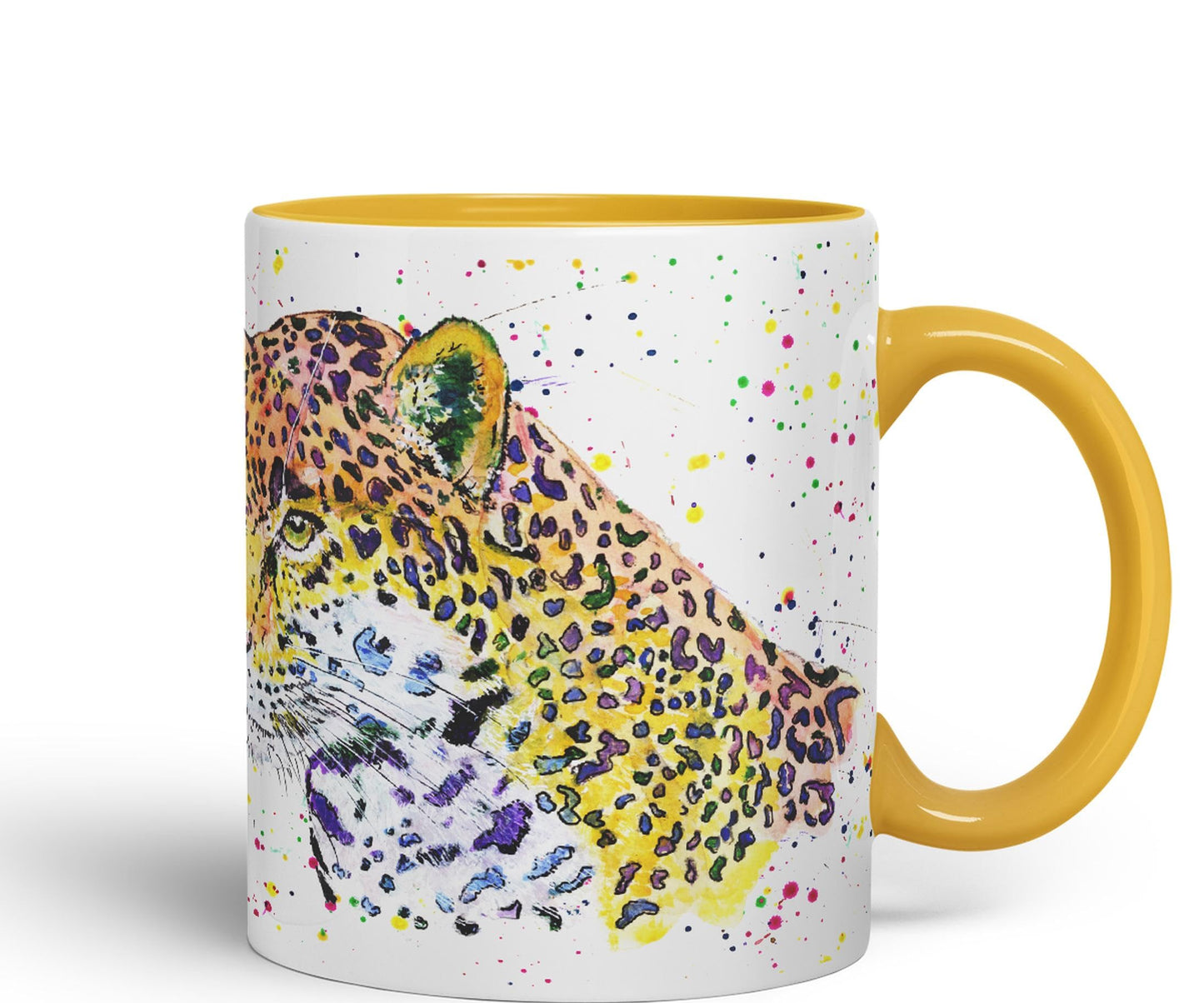 Jaguar Big Cat Safari animals Watercolour Ceramic Coloured Mug Cup for Tea Coffee Hot brew 330ml 11Oz Gift