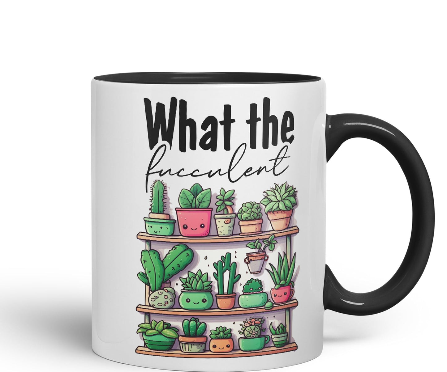 What The fucculent, Succulent Plant Joke Sarcastic Ceramic Coloured Mug Cup for Tea Coffee Hot Brew 330ml 11Oz Gift