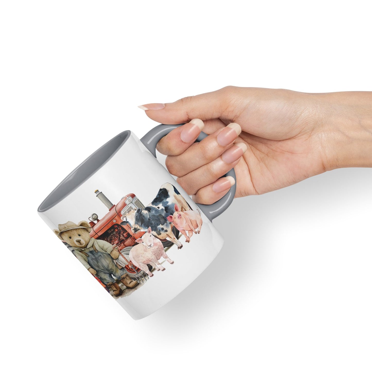 Vixar Teddy Bear Farmer Farm Tractor Ceramic Mug Coloured Mug Cup Gift Birthday Work Office Tea Coffee