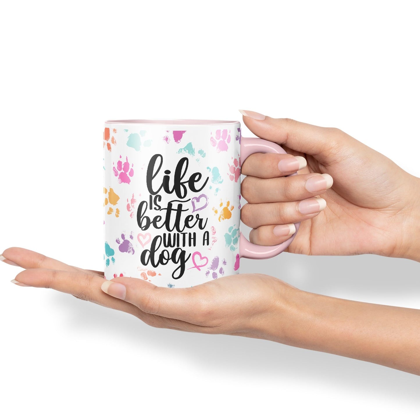 Vixar Life is Better with a Dog Coloured Ceramic Mug Cup Gift 330ml 11oz Work Office Tea Coffee