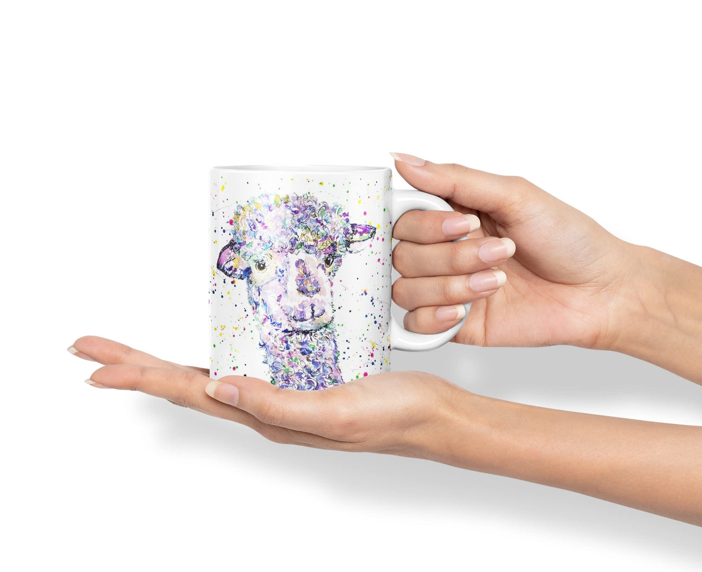Vixar Llama lama Wildlife Farm Animals Watercolour Art Coloured Mug Cup Gift Birthday Work Office Tea Coffee