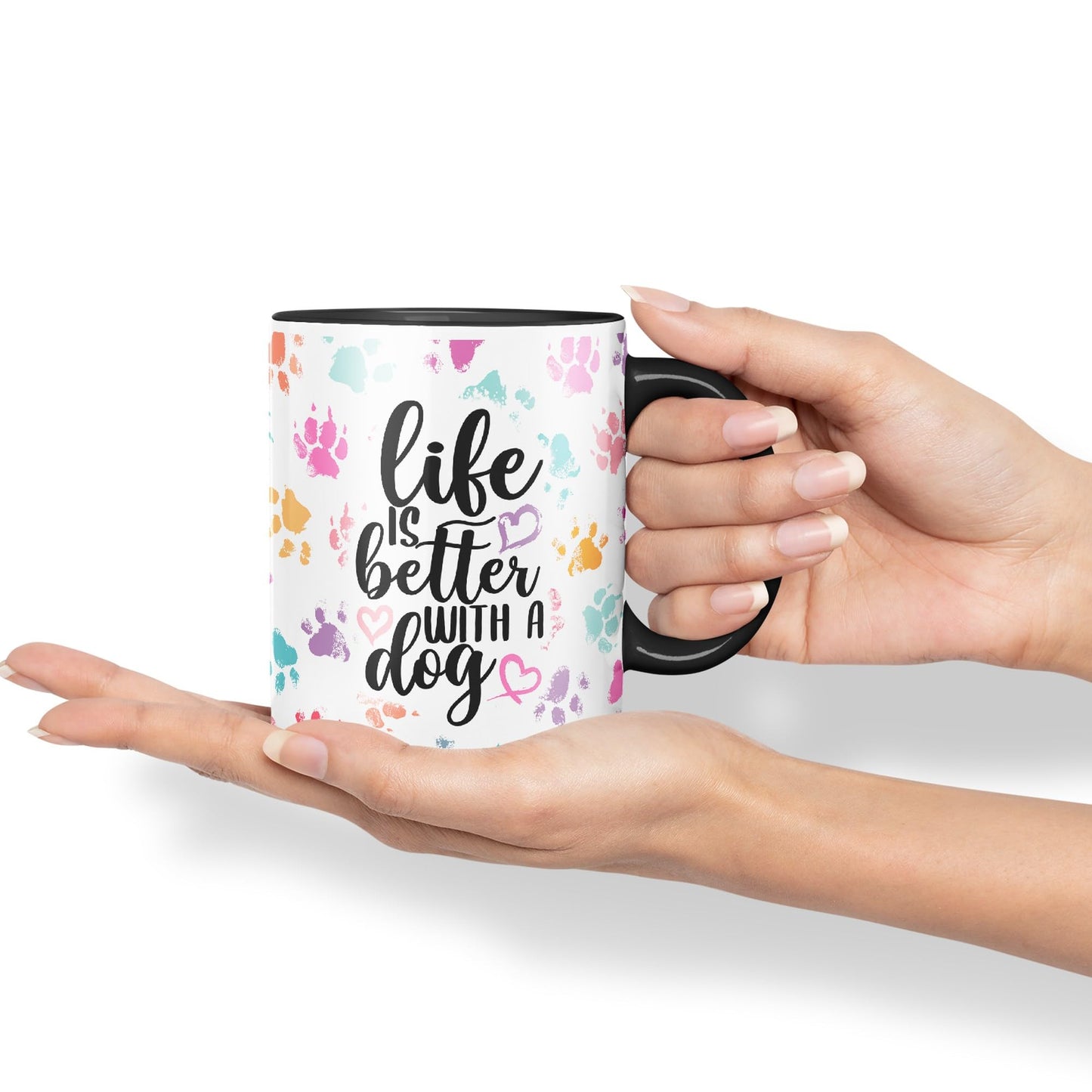 Vixar Life is Better with a Dog Coloured Ceramic Mug Cup Gift 330ml 11oz Work Office Tea Coffee