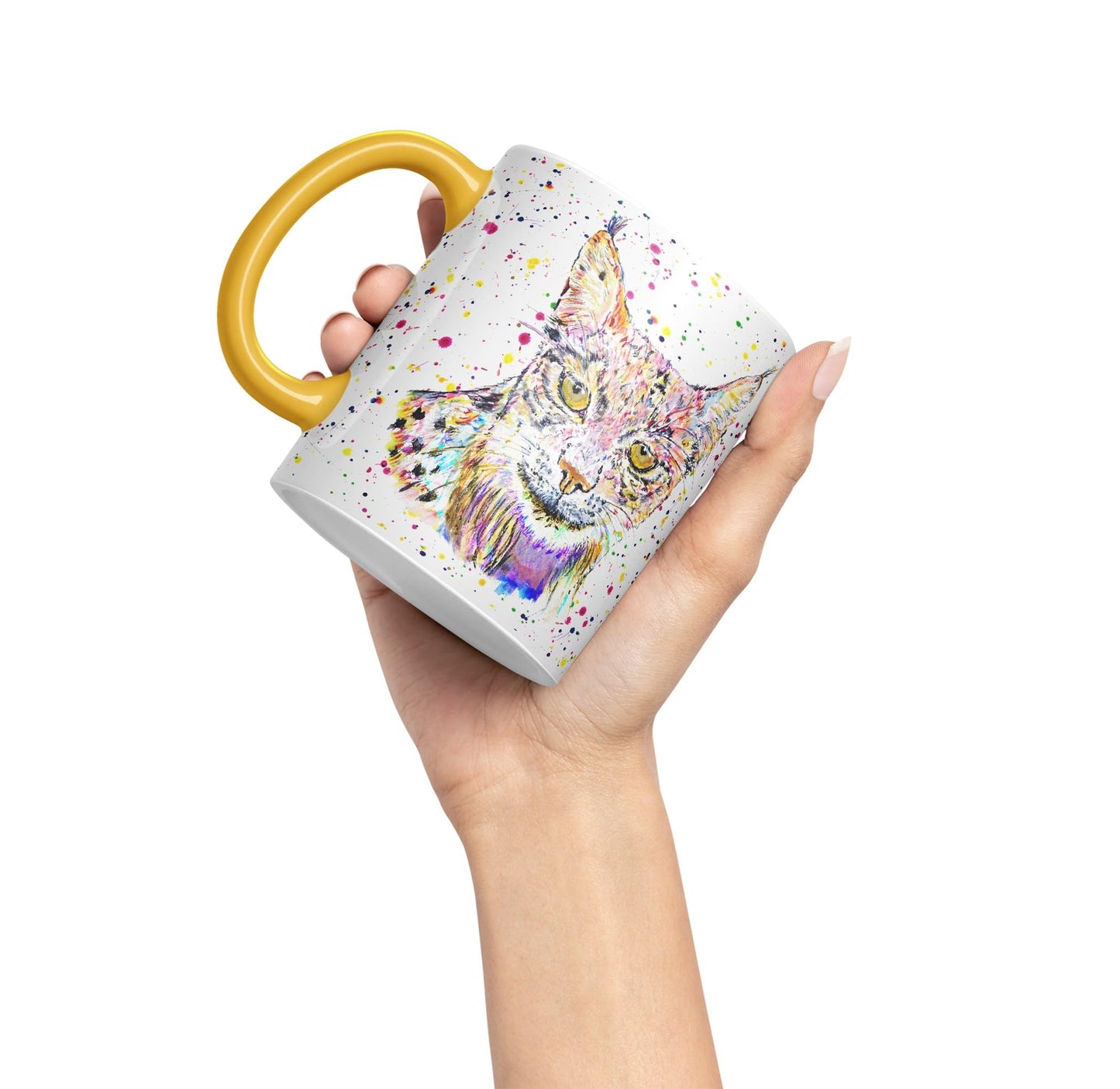 Vixar Lynx Cat Animal Watercolour Art Coloured 330 ml Mug Cup Gift Birthday Work Office Tea Coffee